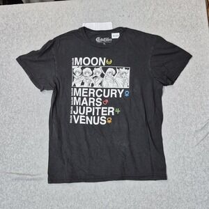 Sailor Moon Men Shirt XL Black Graphic Anime Tee Logo Short Sleeve READ